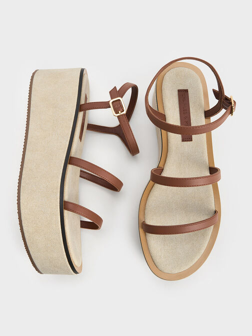 Strappy Flatform Wedge Sandals, , hi-res