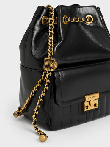 Donna Crinkle-Effect Backpack, Black, hi-res