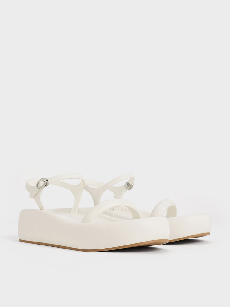 Padded Flatform Sandals, White, hi-res