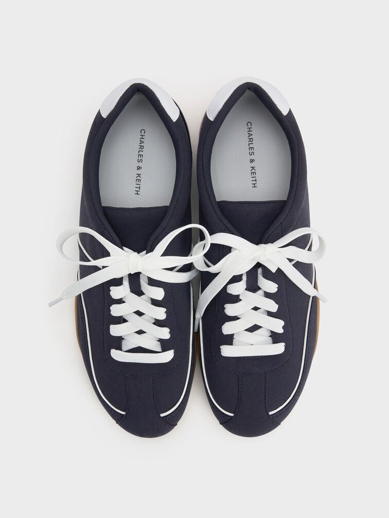 Louise Contrast-Trim Sneakers, Dark Blue, hi-res