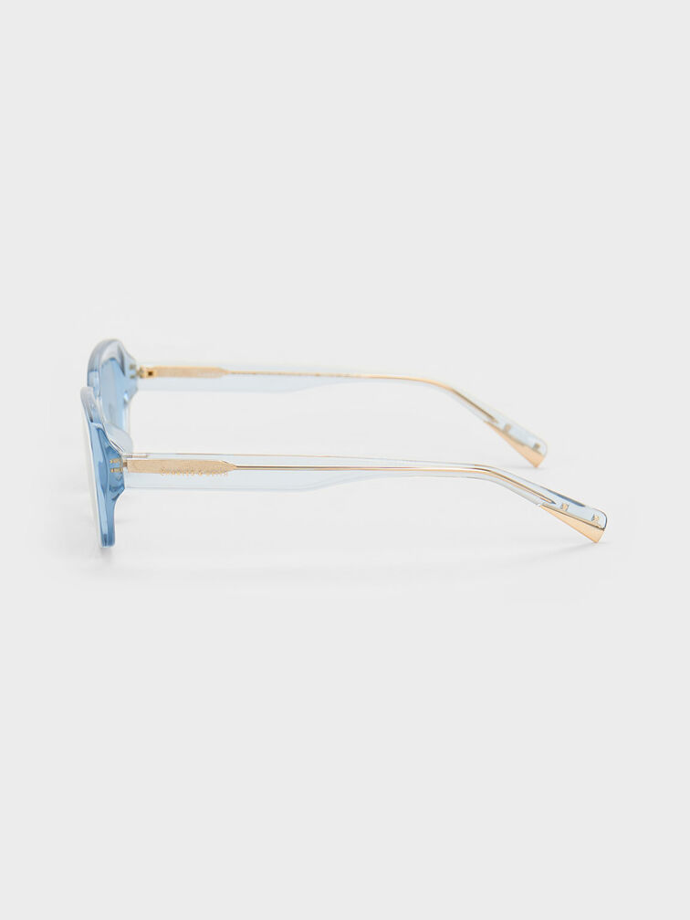 Aubrey Rectangular Recycled Acetate Sunglasses, Blue, hi-res