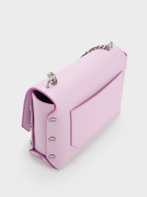 Metallic Accent Front Flap Bag, Lilac, hi-res