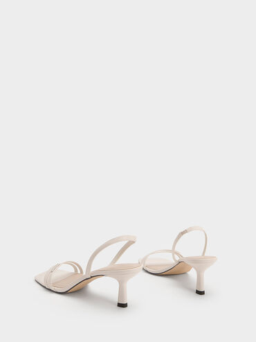 Double Strap Slingback Heeled Sandals, สีขาว, hi-res