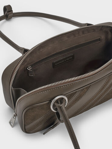 Zeya Striped Shoulder Bag, Dark Moss, hi-res