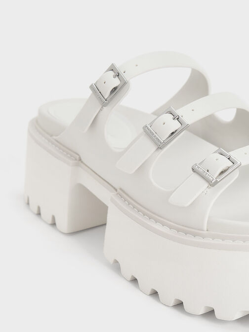 Nadine Triple-Strap Platform Sandals, สีขาว, hi-res