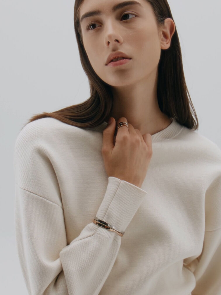 Lena Twist Bangle, Silver, hi-res