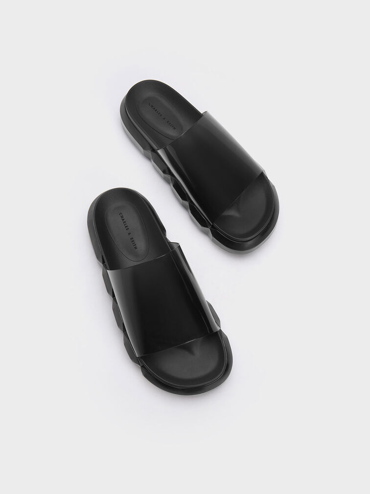 Fia See-Through Slide Sandals, สีดำ, hi-res