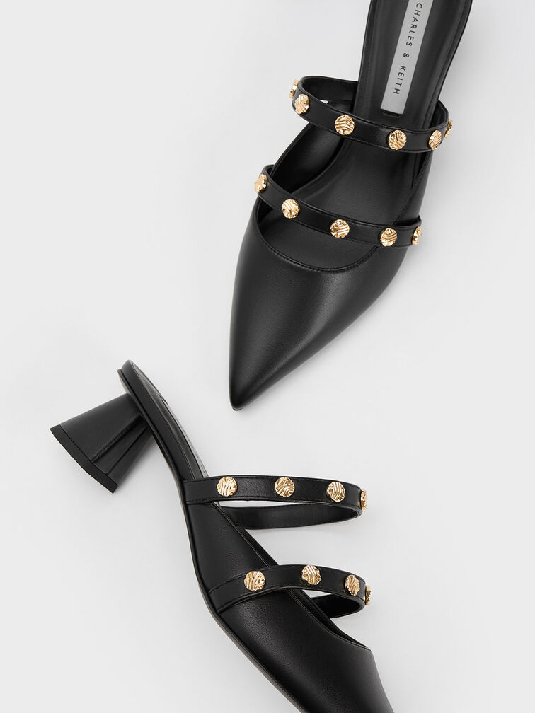 Studded Trapeze Heel Mules, , hi-res