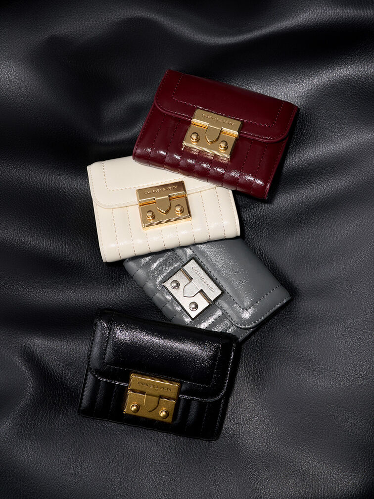 Donna Crinkle-Effect Wallet, Cream, hi-res