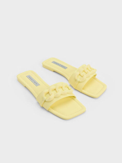 Chunky Chain-Link Slide Sandals, สีเหลือง, hi-res
