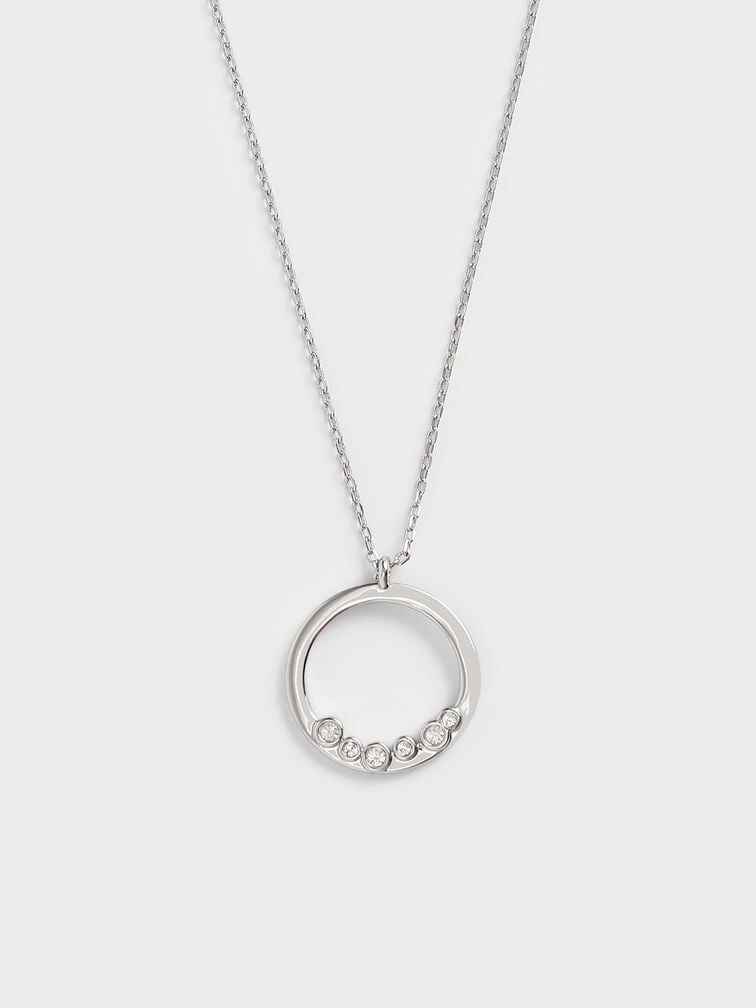 Swarovski® Crystal Studded Pendant Necklace, สีเงิน, hi-res