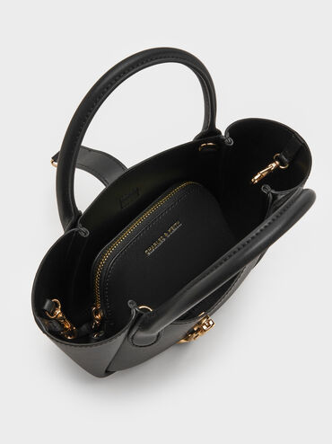 กระเป๋าโท้ทดีเทลโซ่รุ่น Agatha, สีดำ, hi-res