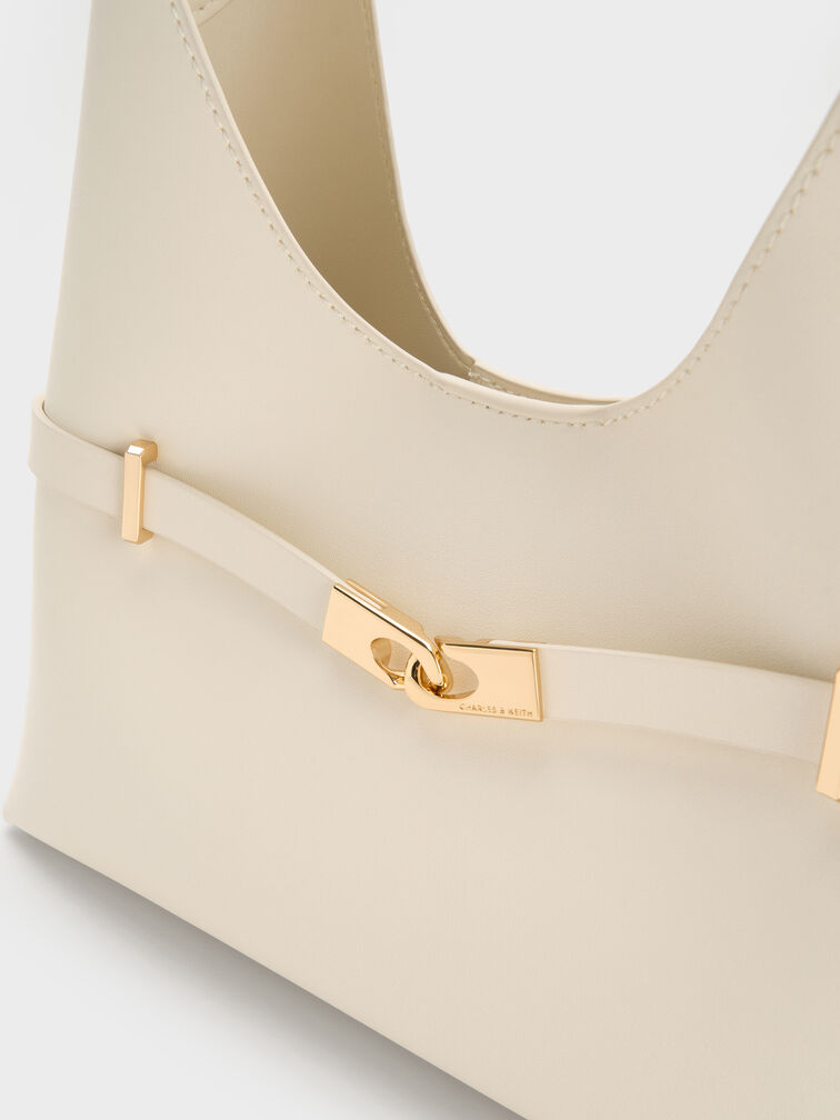 Arlet Metallic-Accent Belted Hobo Bag, Cream, hi-res