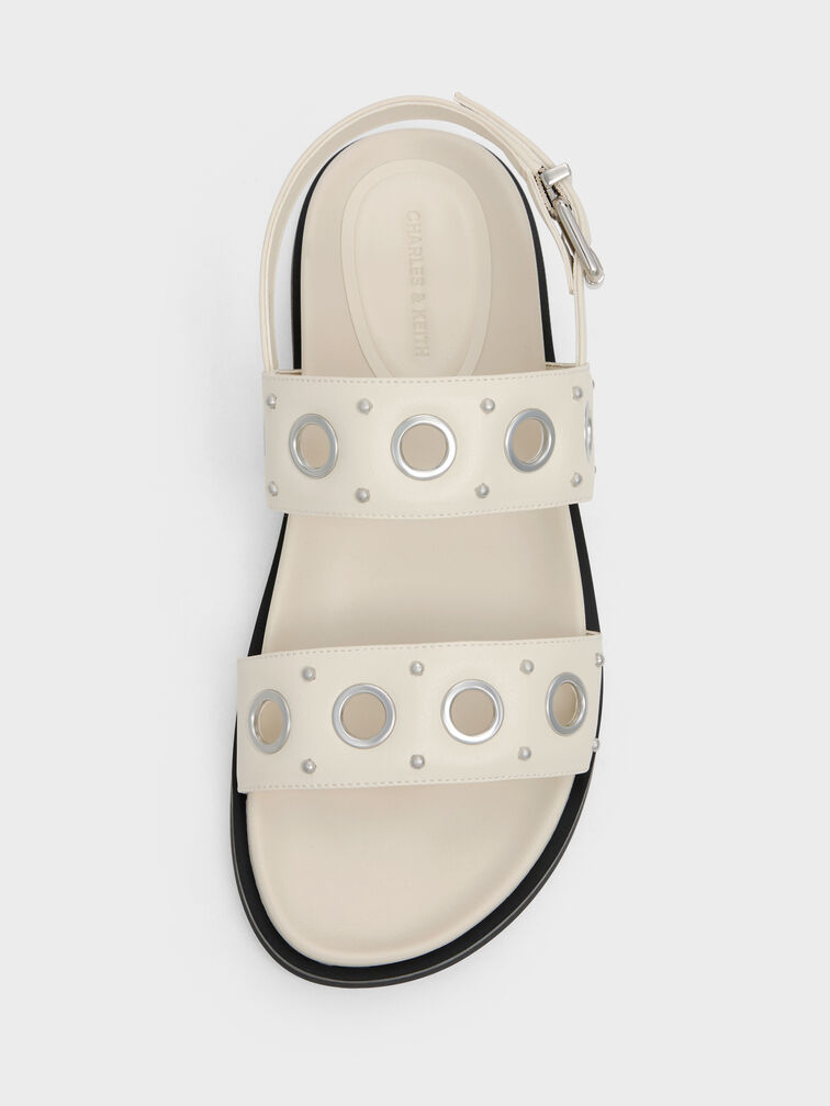 Grommet Slingback Sandals, Chalk, hi-res