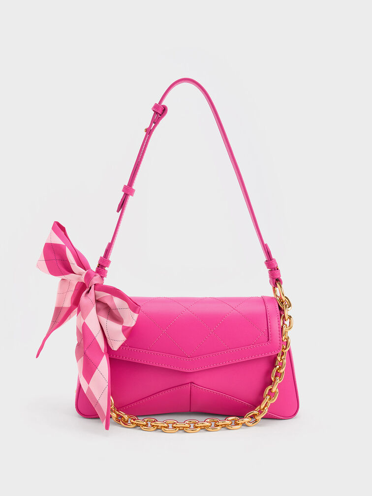 Arley Scarf Chain-Link Trapeze Bag, , hi-res
