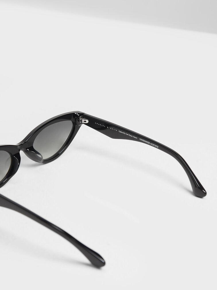 Acetate Oval Frame Sunglasses, สีดำ, hi-res