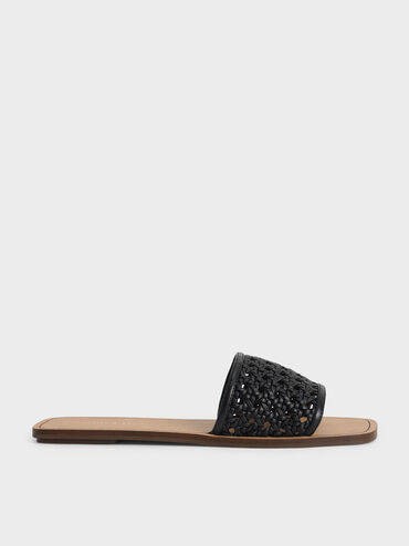 Woven Slide Sandals, , hi-res