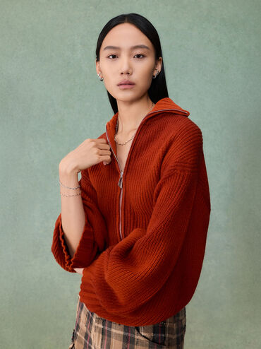 กำไลข้อมือดีไซน์ลอนคลื่นรุ่น Emilia, สีเงิน, hi-res