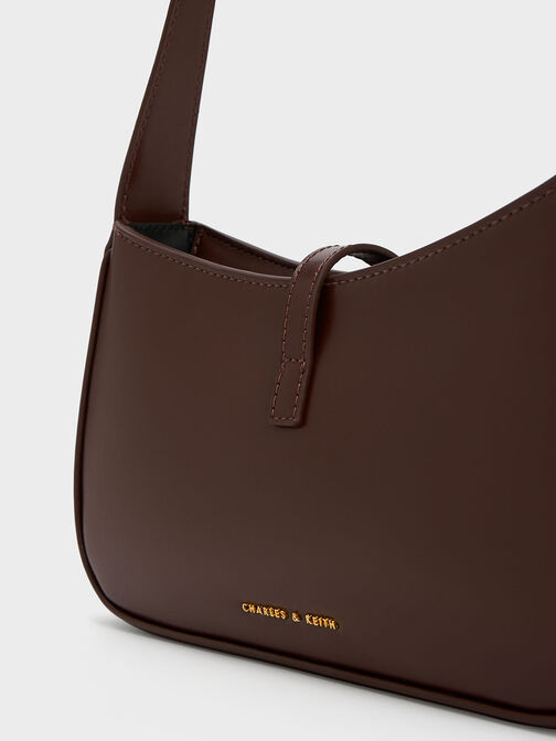 Cesia Metallic Accent Shoulder Bag, Dark Brown, hi-res