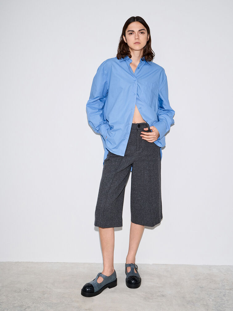 Denim T-Bar Cut-Out Mary Janes, Denim Blue, hi-res