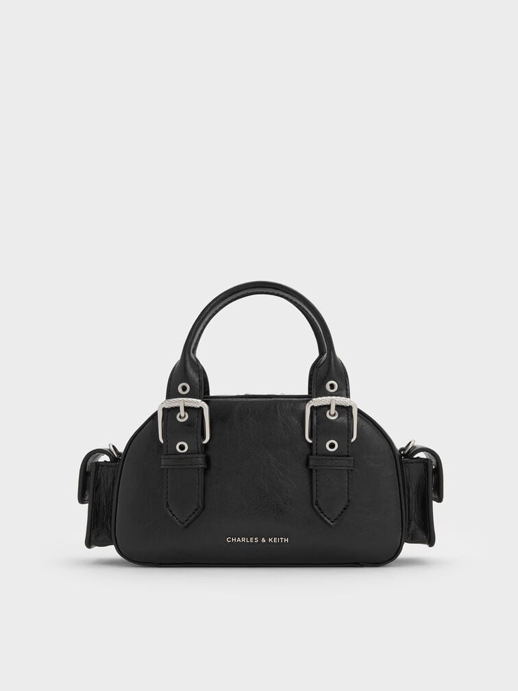 Blaise Buckle-Strap Side-Pocket Bowling Bag, Noir, hi-res