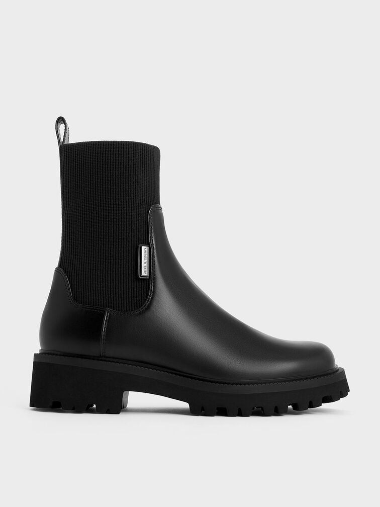 Knitted Sock Ridge-Sole Chelsea Boots, , hi-res