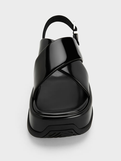 Caria Leather Platform Sandals, Black Boxed, hi-res
