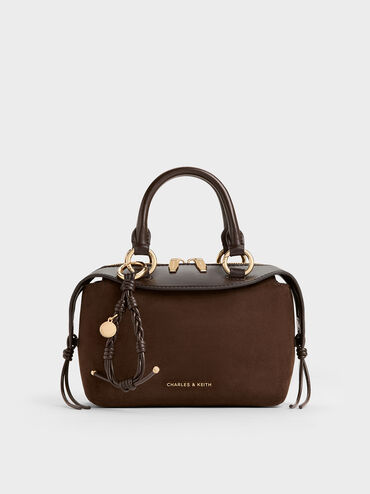 Haylen Braided-Charm Bowling Bag, Espresso Brown, hi-res
