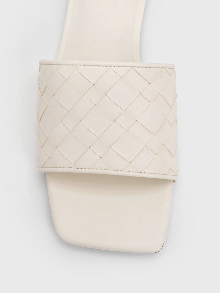 รองเท้าแตะแบบสวมดีไซน์สานรุ่น Ivette, สีชอล์ค, hi-res