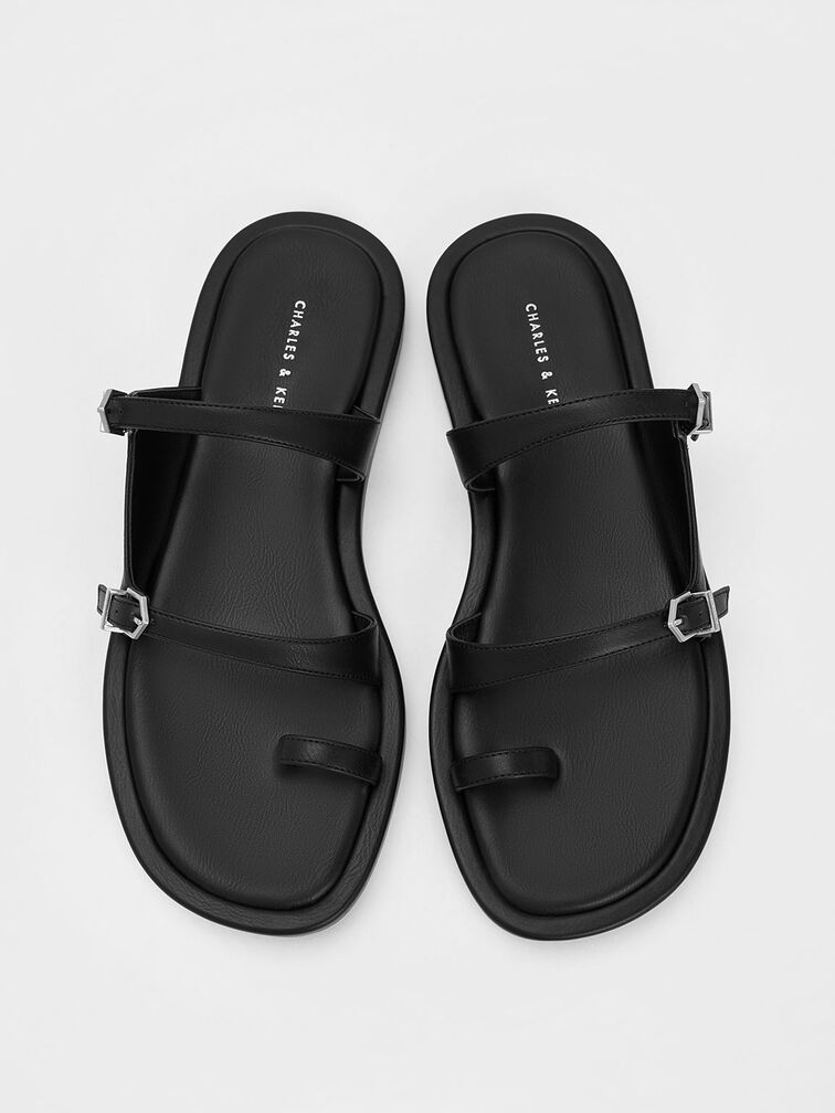 Double Buckle Toe-Loop Sandals, , hi-res