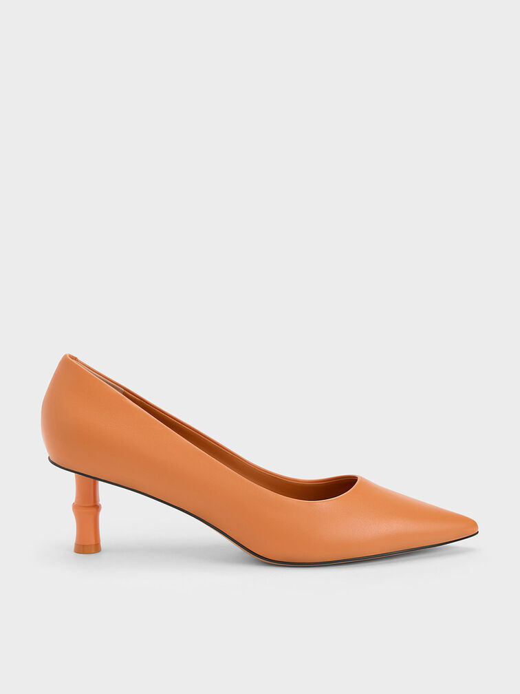 Bamboo Heel Pointed-Toe Pumps, , hi-res