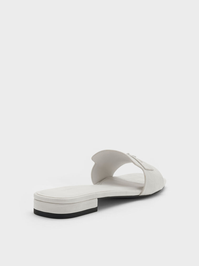 Griselda Croc-Effect Slide Sandals, Animal Print White, hi-res