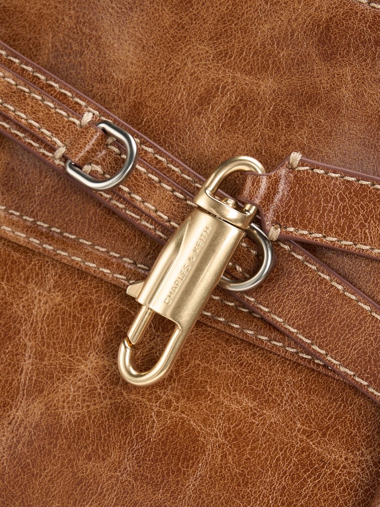 กระเป๋าโท้ทรุ่น Delfina, สีดิสเทรสด์แทน, hi-res