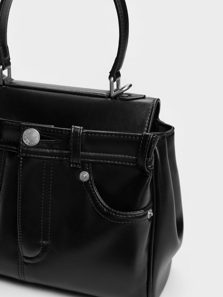 Arita Jeans Top Handle Bag, Noir, hi-res
