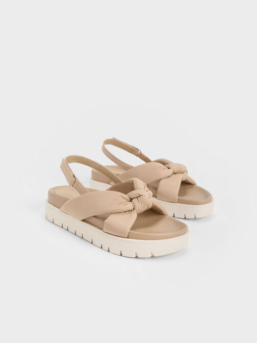 Nylon Knotted Flatform Sandals, , hi-res
