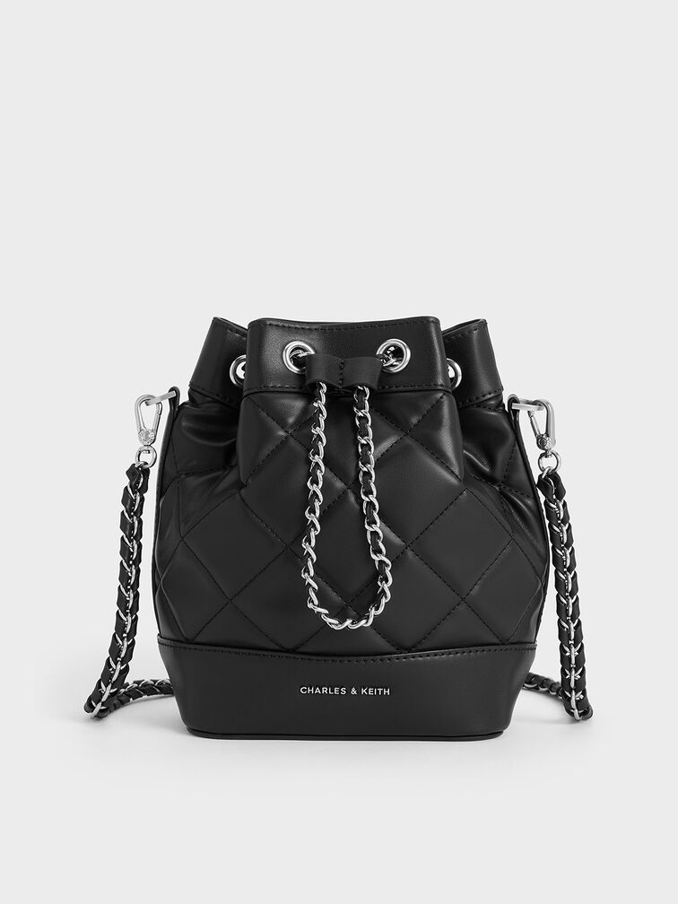 Julia Quilted Two-Way Bucket Bag, Noir, hi-res