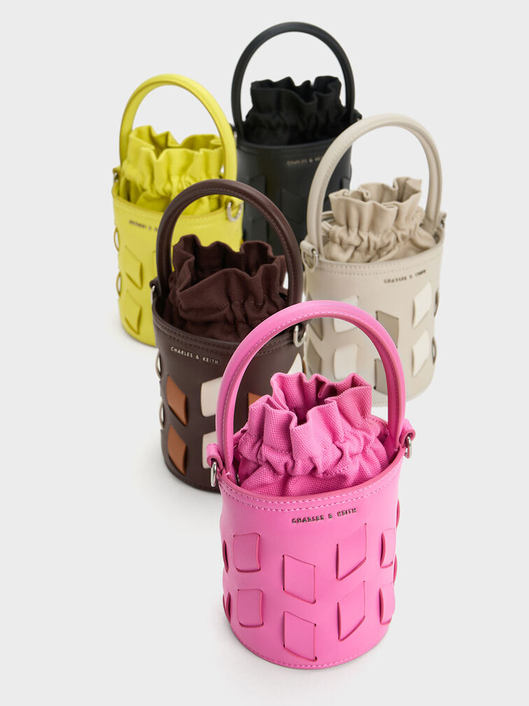 Canvas Panelled Bucket Bag, , hi-res
