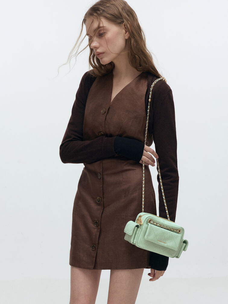 Duo Quilted Crossbody Bag, Mint Green, hi-res