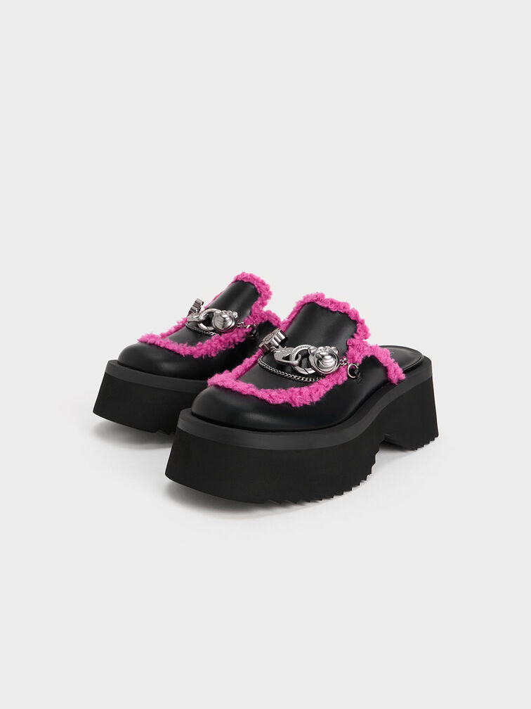 Lotso Fur-Trim Embellished Platform Mules, , hi-res