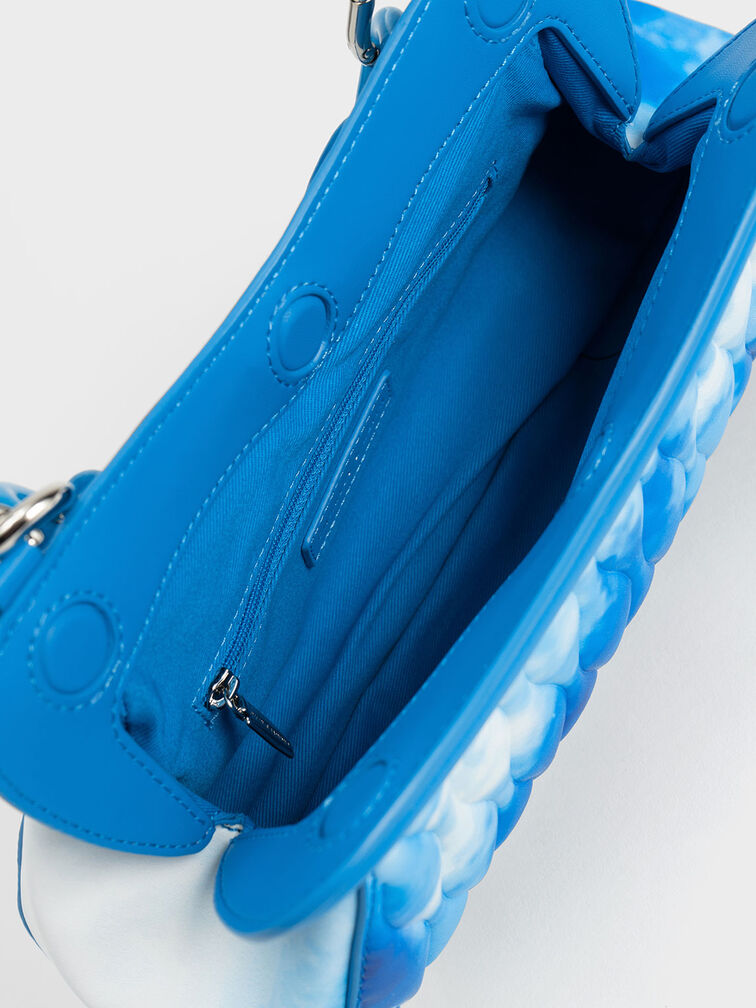 Iva Cloud-Print Acrylic Handle Clutch, , hi-res