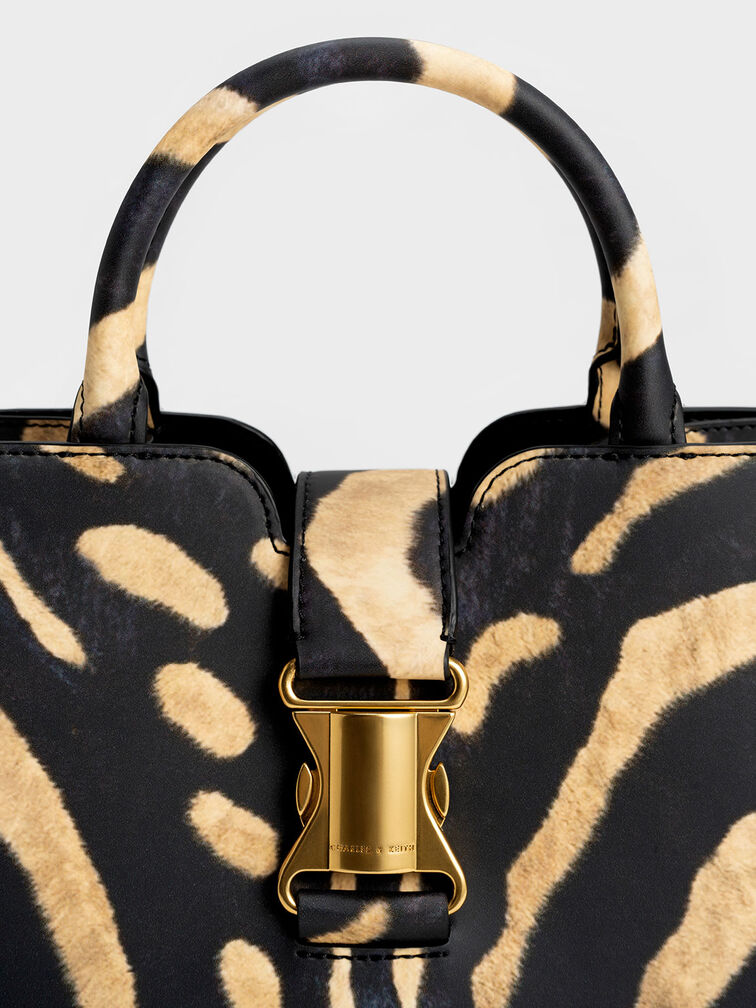 Ivy Animal Print Metallic Buckle Tote, , hi-res