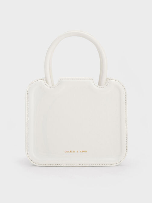 กระเป๋าโท้ทแบบมีทรงรุ่น Perline, สีขาว, hi-res