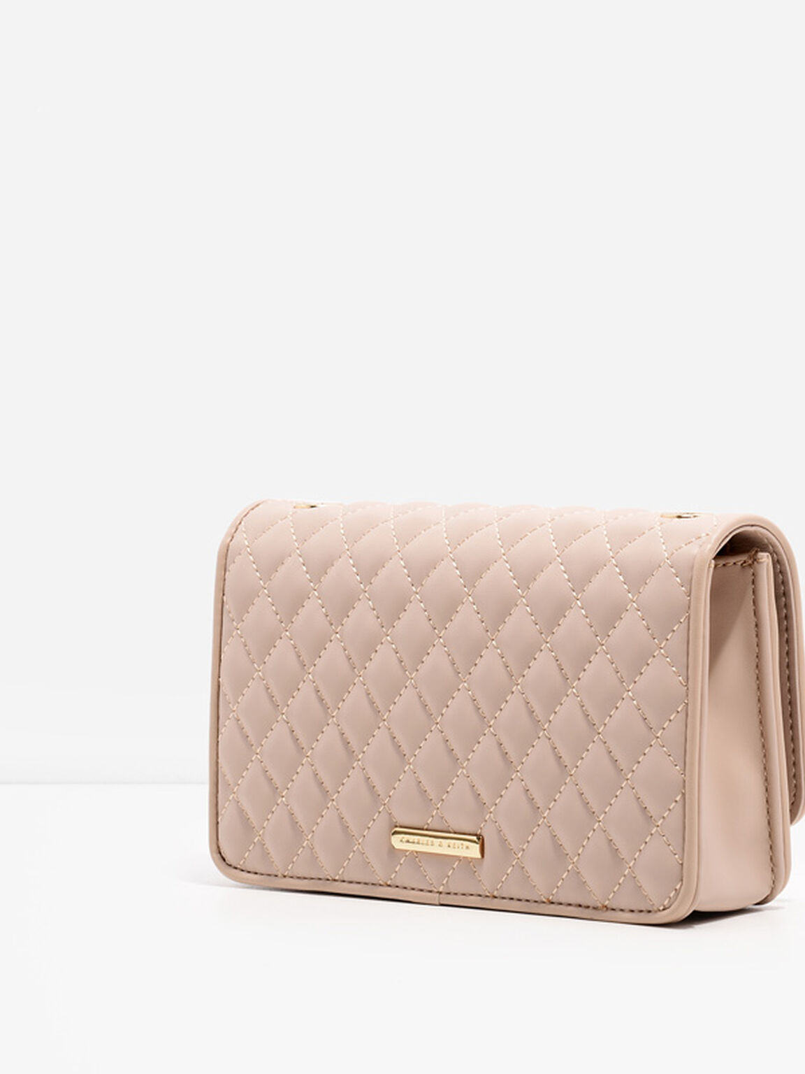 Quilted Chain Strap Bag, Nude, hi-res