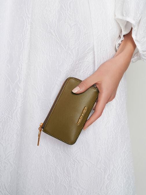 Zip-Around Mini Wallet, Olive, hi-res