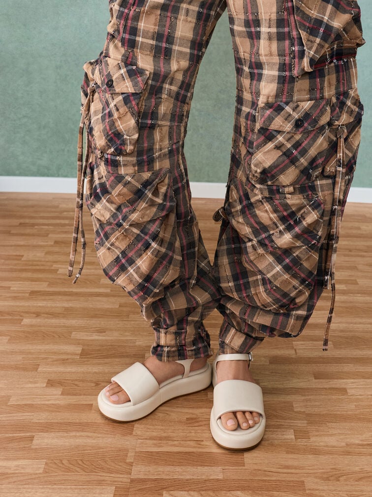 Ankle-Strap Flatform Sandals, Chalk, hi-res