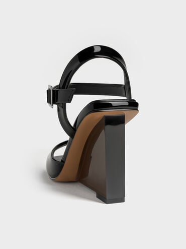 Patent Translucent-Heel Ankle-Strap Wedges, Black Patent, hi-res