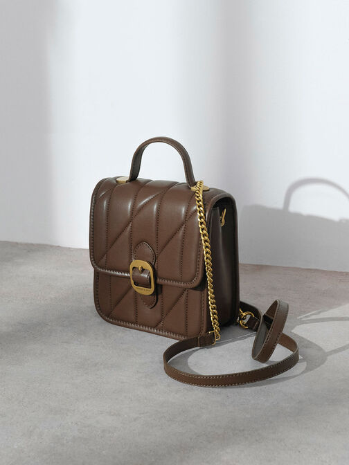 Lin Quilted Belted Backpack, , hi-res