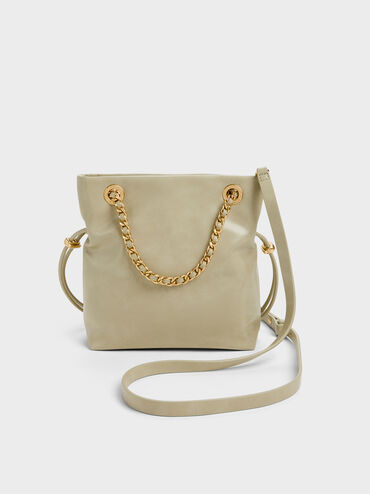 กระเป๋าสะพายข้างดีไซน์สายถักแบบคู่รุ่น Arya, สีเพลโอลีฟ, hi-res