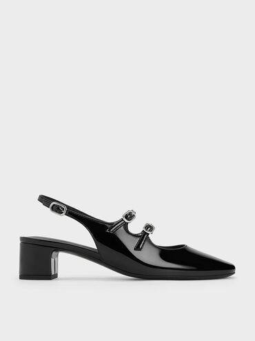 Clementine Double-Strap Slingback Mary Jane Pumps, Black Boxed, hi-res