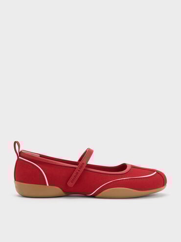 Louise Contrast-Trim Mary Jane Sneakers, Red, hi-res